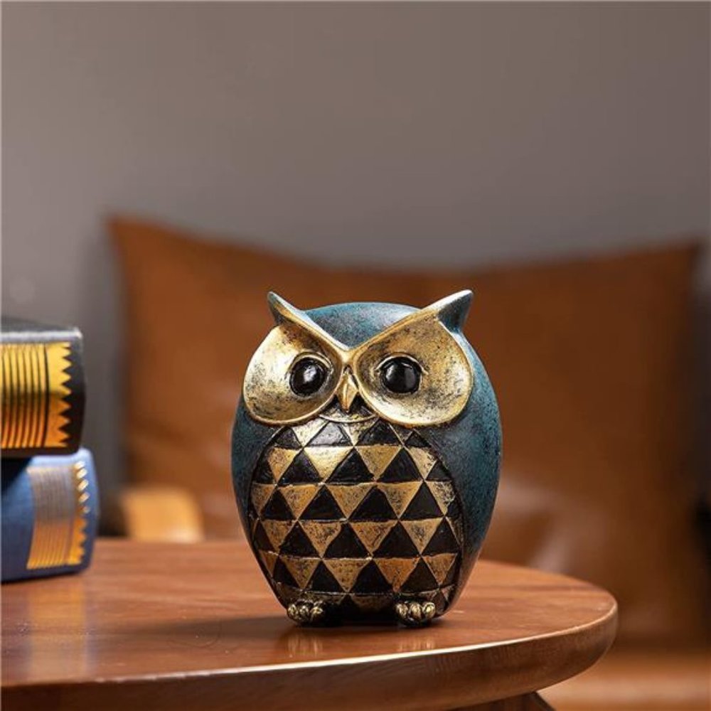 Owl Statue Home Decor,Owl Figurines for Bookshelf Bedroom Living Room Office